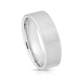 White Silver Platinum-Like Finish Tungsten Brushed Center Ring With Polished Edges - 8mm