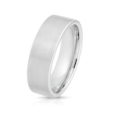 White Silver Platinum-Like Finish Tungsten Brushed Center Ring With Polished Edges - 8mm