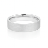 White Silver Platinum-Like Finish Tungsten Brushed Center Ring With Polished Edges - 6mm