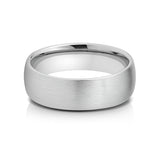 White Silver Platinum-Like FinishTungsten Brushed Center Ring Domed With Polished Edges - 8mm
