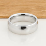 White Silver Platinum-Like Finish Tungsten Carbide Wedding Band Polished Dome Ring - 8mm