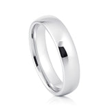 6MM - White Silver Platinum-Like Finish Tungsten Carbide Wedding Band Polished Dome Ring