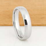 6MM - White Silver Platinum-Like Finish Tungsten Carbide Wedding Band Polished Dome Ring
