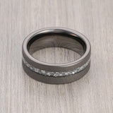 8mm - Gunmetal Tungsten Ring, Black Meteorite Sandblasted Finish