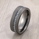 8mm - Gunmetal Tungsten Ring, Black Meteorite Sandblasted Finish