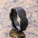 Tungsten Black Infinity Knot Ring, Tungsten Rings for Men Wedding Band