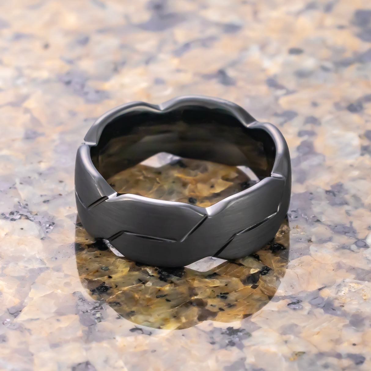 Tungsten Black Infinity Knot Ring, Tungsten Rings for Men Wedding Band