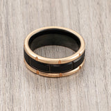 8mm - Men's Tungsten Wedding Ring, Rose Gold Tungsten Band, Black Tungsten Ring