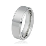 Men's Silver Titanium With Stepped  Beveled Edges And Brushed Center - 8mm