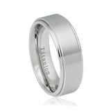 Men's Silver Titanium With Stepped  Beveled Edges And Brushed Center - 8mm