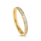 Gold Titanium Ring Half Eternity White Cubic Zircon Diamonds 2mm