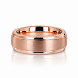 8mm - Rose Gold Tungsten Wedding Band, Polished Edge, Brushed Center Wedding Band,