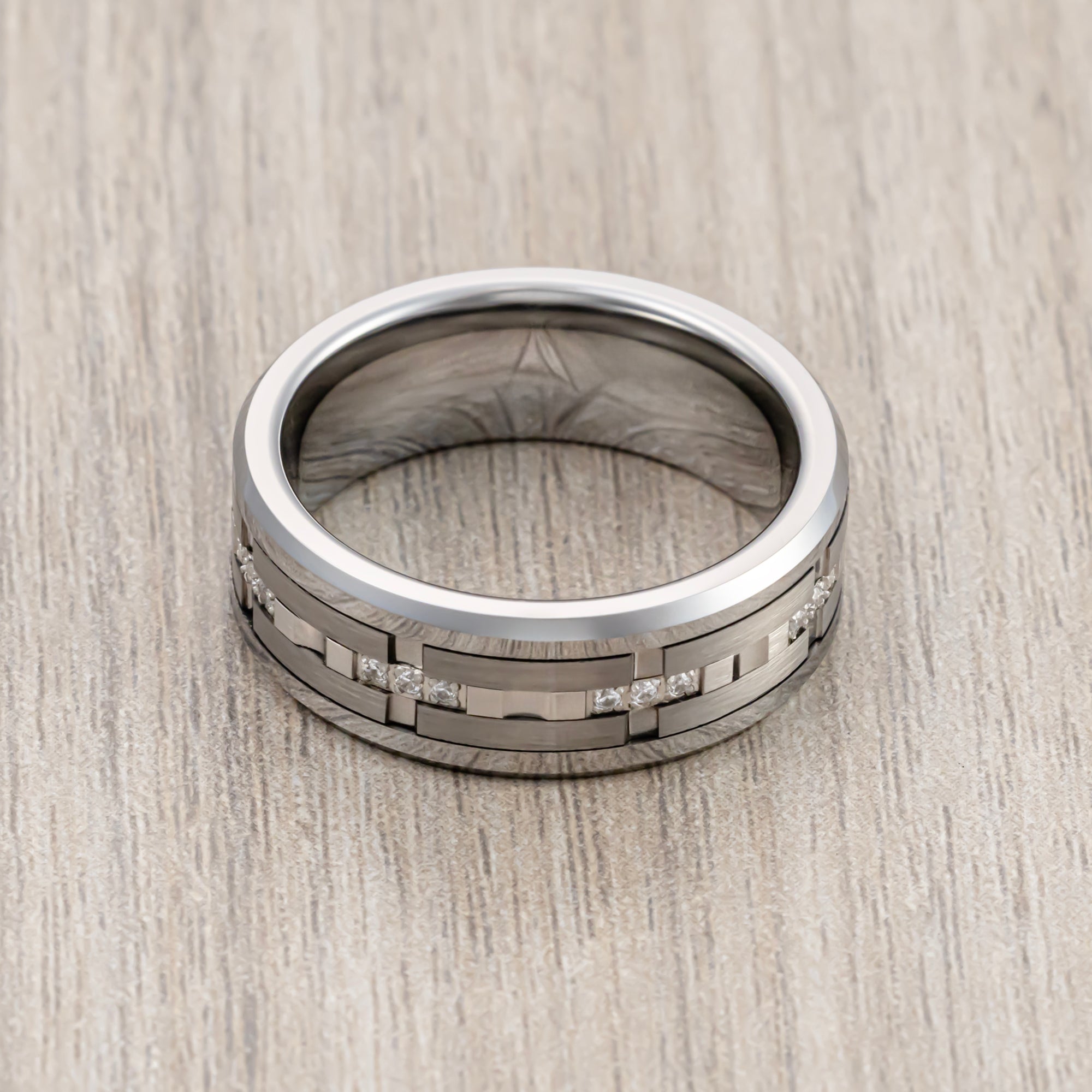 Dark Grey Carbon Fiber Ring on sale Silver Tungsten Wedding Band Anniversary Gift