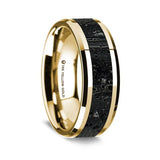 14K Yellow Gold Polished Beveled Edges W/ Lava Inlay - 8mm