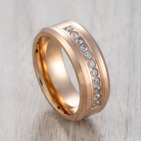 8mm - Rose Gold Tungsten Wedding Band Men, Comfort Fit Anniversary Ring, Engagement Band