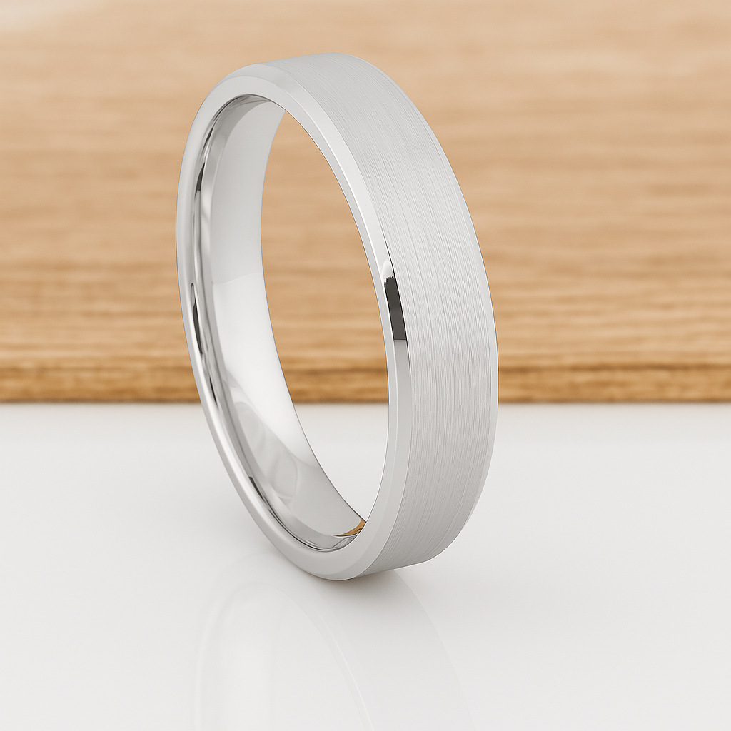 6mm White Silver Tungsten Carbide Wedding Ring Brushed Center