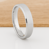 6mm White Silver Tungsten Carbide Wedding Ring Brushed Center