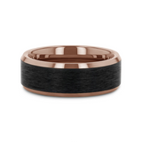 FERROS Espresso Plated Tungsten Polished Beveled Ring with Brushed Black Center - 8mm