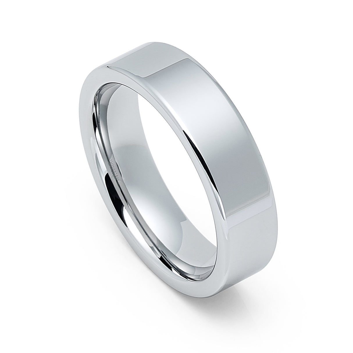 6mm - Silver Tungsten Wedding Ring, High Polish Pipe Cut Ring