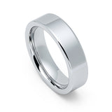 6mm - Silver Tungsten Wedding Ring, High Polish Pipe Cut Ring