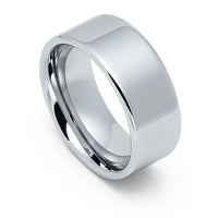 9mm - Silver Tungsten Carbide Wedding Ring Polished Flat Center Pipe Cut