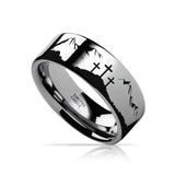 MOUNTAIN MAJESTY Laser Engraved Tungsten Carbide Ring