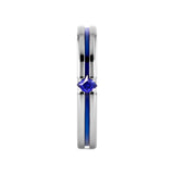 NYMERIA Tension Set Blue Sapphire Titanium Band with Blue Stripe - 4mm