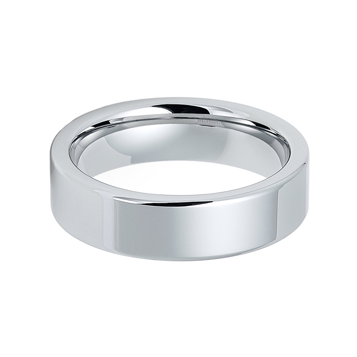 6mm - Silver Tungsten Wedding Ring, High Polish Pipe Cut Ring