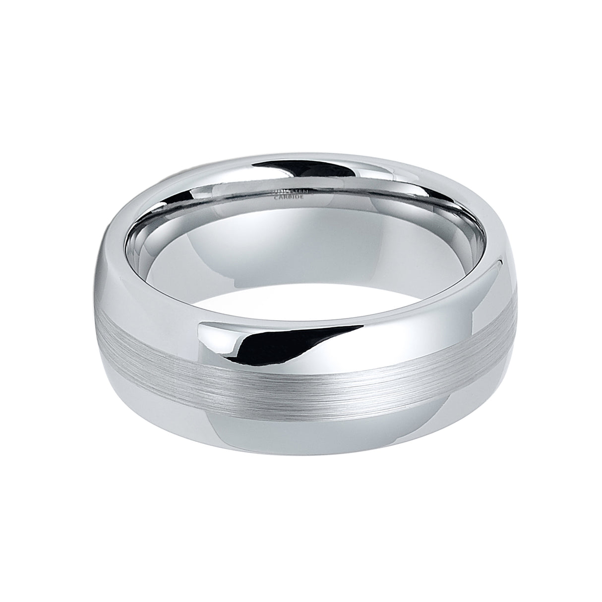 8mm - Silver Tungsten Wedding Band, Brushed Center High Polished Wedding Ring,