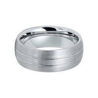 8mm - Men's Tungsten Wedding Band with Double Groove, Brushed Center