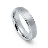 6mm - Men's Tungsten Wedding Ring with Brushed Center, Polished Ridge,