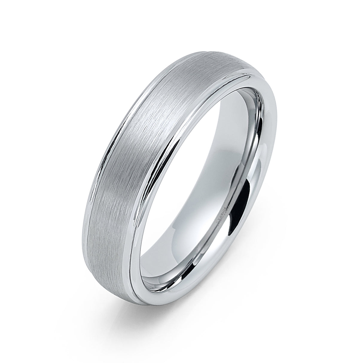 6mm - Men's Tungsten Wedding Ring with Brushed Center, Polished Ridge,