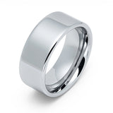 9mm - Silver Tungsten Carbide Wedding Ring Polished Flat Center Pipe Cut