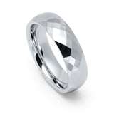 6mm - Tungsten Carbide Faceted Domed Shaped Hammered Wedding Ring