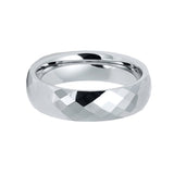 6mm - Tungsten Carbide Faceted Domed Shaped Hammered Wedding Ring