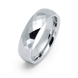 6mm - Tungsten Carbide Faceted Domed Shaped Hammered Wedding Ring