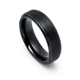 6mm - Mens Tungsten Wedding Band, Polished Stepped Edges, Brushed Flat Center