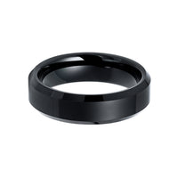 6mm - Mens Tungsten Wedding Band, High Polished Center, Beveled Edges