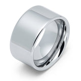 12mm - Tungsten Carbide Men's Flat Top Silver High Polish Ring,