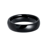 6mm - Mens Black Tungsten Wedding Band, High Polished Dome Shape