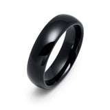 6mm - Mens Black Tungsten Wedding Band, High Polished Dome Shape