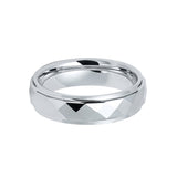 6mm - Tungsten Wedding Band Hammered Dome Faceted, Stepped Edges