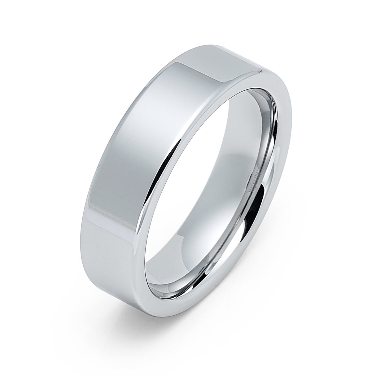 6mm - Silver Tungsten Wedding Ring, High Polish Pipe Cut Ring