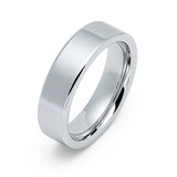 6mm - Silver Tungsten Wedding Ring, High Polish Pipe Cut Ring