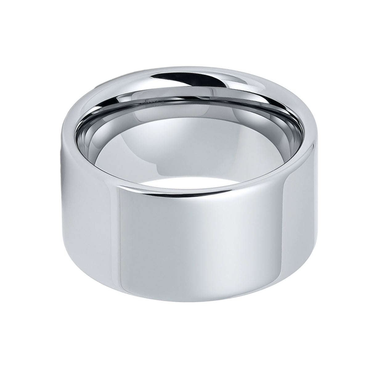 12mm - Tungsten Carbide Men's Flat Top Silver High Polish Ring,