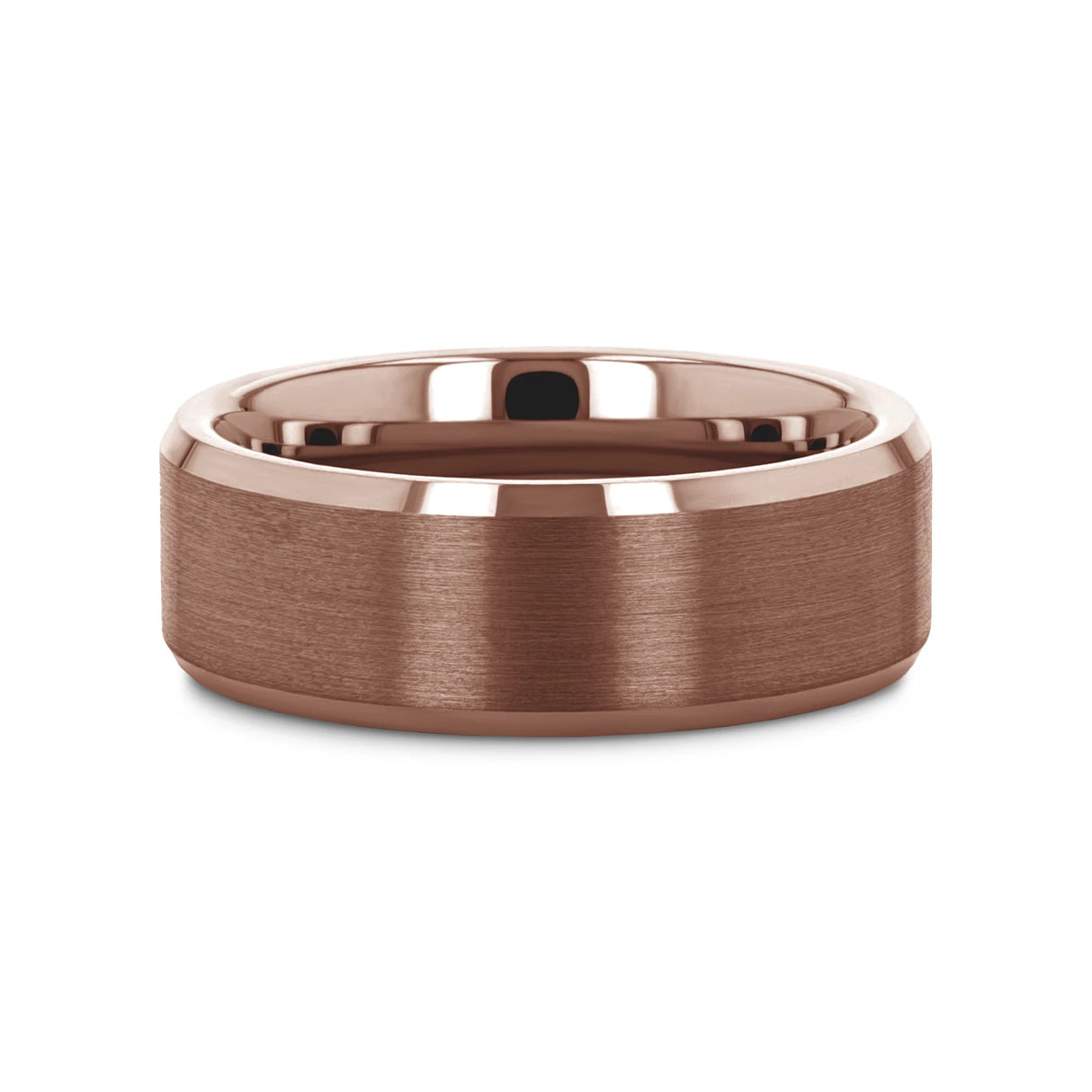 ROKA Beveled Espresso Tungsten Carbide Ring with Brushed Center - 8mm