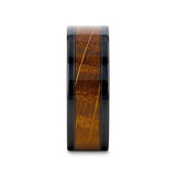BOURBON – 8mm Black Zirconium Whiskey Barrel Wood & Black Sapphire Wedding Band