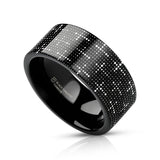 DOTTED CROSSES on Black Flat Tungsten Carbide Ring