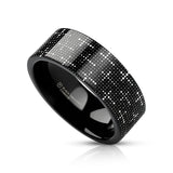 DOTTED CROSSES on Black Flat Tungsten Carbide Ring