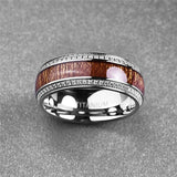 8mm - Mens Titanium Wedding Band W/ Koa wood and diamonds